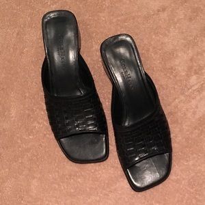 Cole Haan Black Woven Leather Slide Sandals Size 7